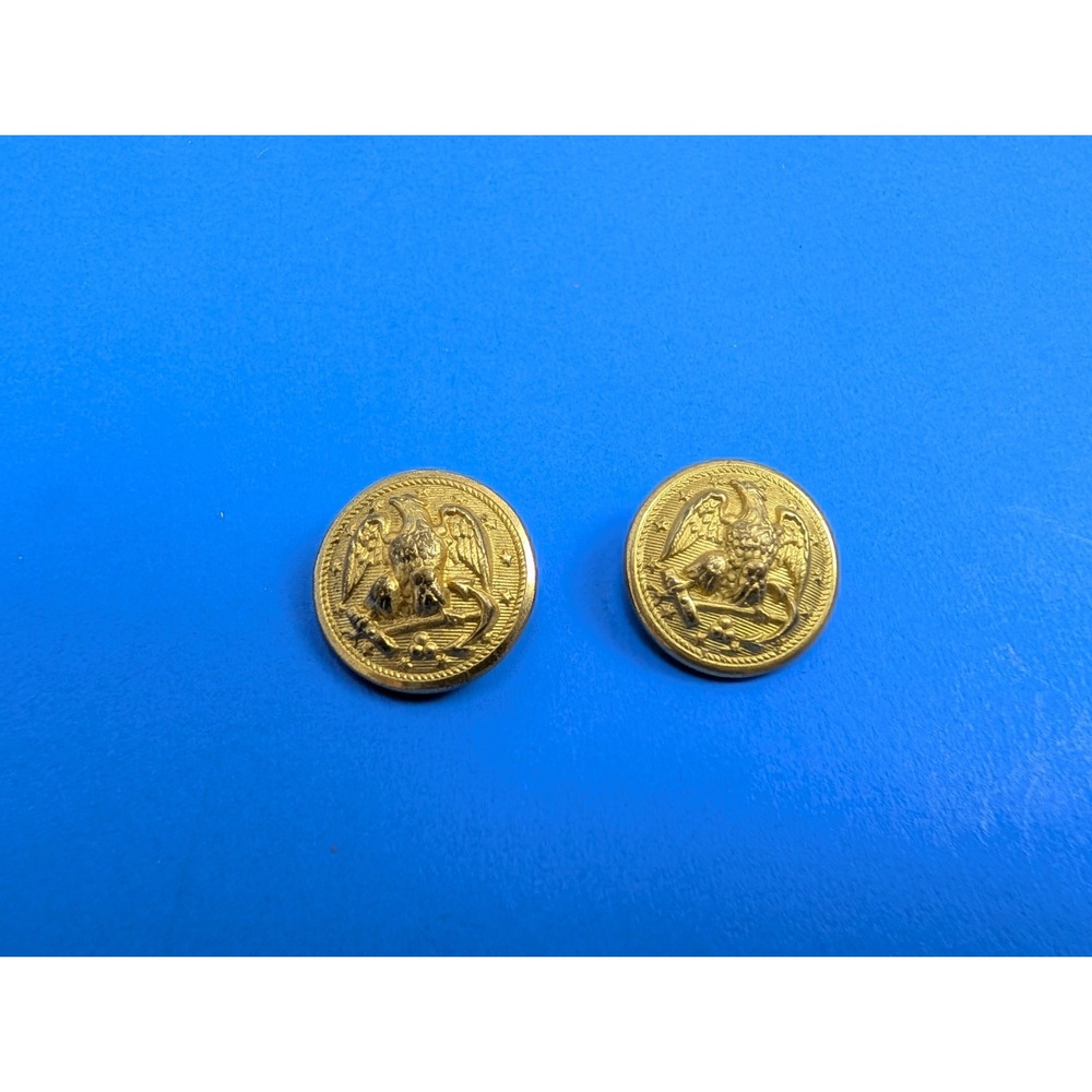 Genuine WWII Waterbury Navy Eagle Gold Tone Jacket Button Set of 2